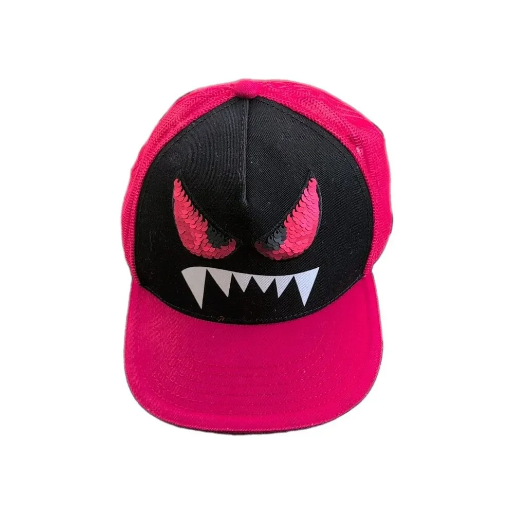 Skechers Youth Red/Black Monster Sequin Eyes Trucker Hat Adjustable